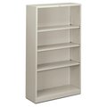 The Hon Co HONS60ABCQ 4 Shelf Metal Bookcase- 34.5 in. W x 12.63 in. D x 59 in. H- Light Gray HS60ABC.Q